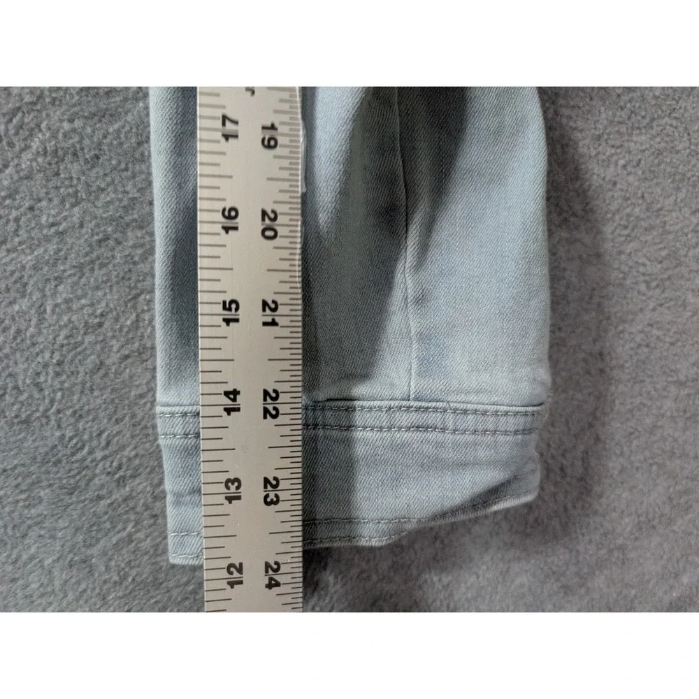 Sono Light Wash Denim Jacket Size L Cropped‎ Button Front Stretch Y2K Style